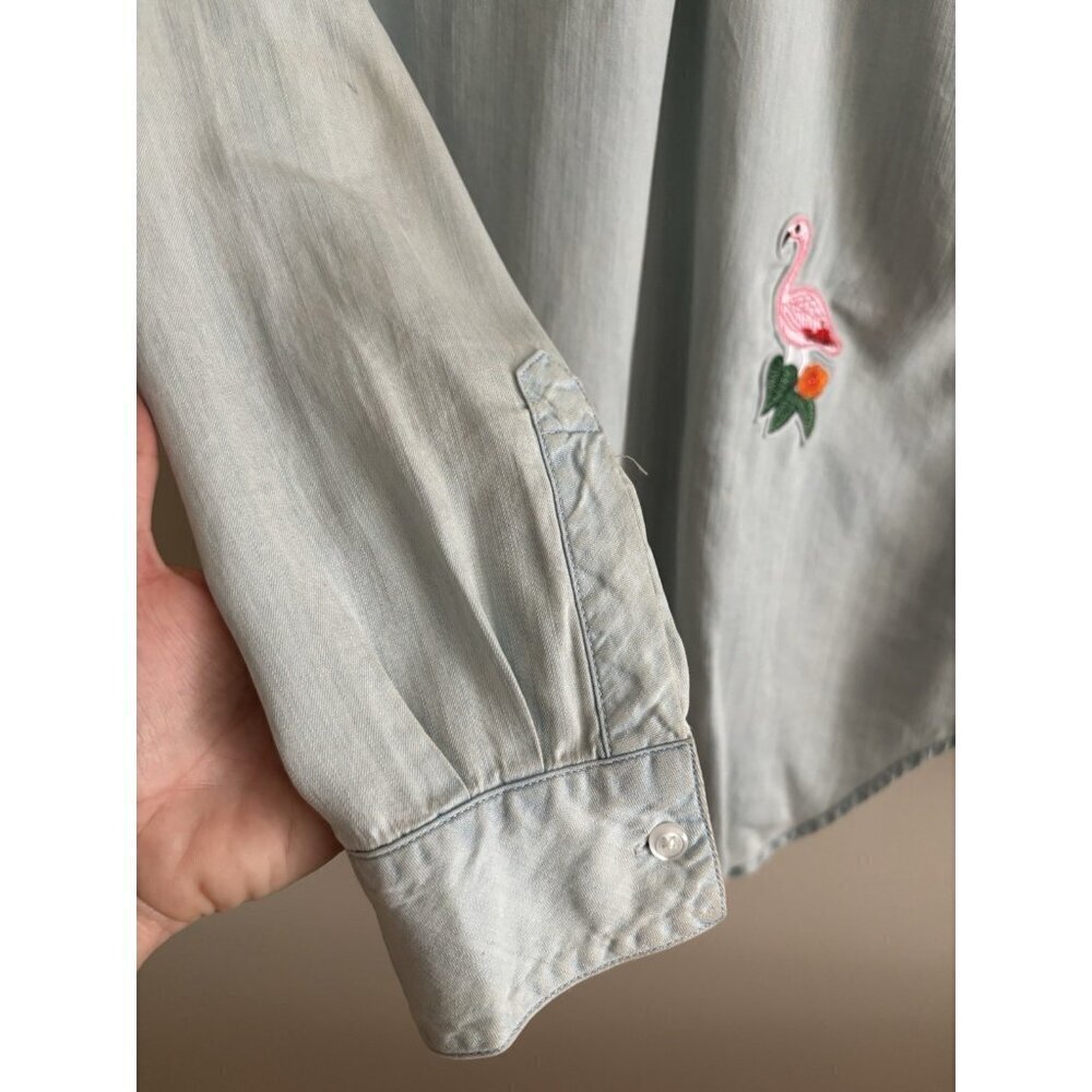 Rails Chandler Floral-Embroidered Chambray Button Down Shirt Size Small - Picture 11 of 16